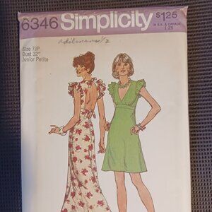 Rare Vintage Cut Simplicity 6346 70s Junior Jr Petite Size 7jp Cottagecore Boho